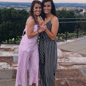 Pink and white jumpsuit